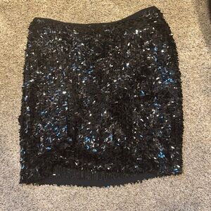 Ann Taylor Black Sequin Mini Skirt